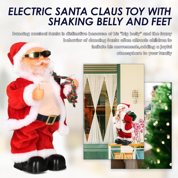 Electric Singing Dancing Santa Claus Toy with Shaking Belly Musical Christmas - Picture 3 of 8
